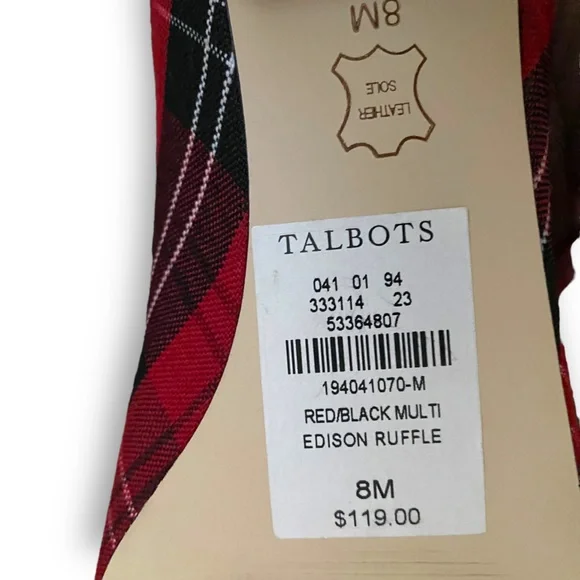 Talbots Red Plaid Flats size 8 like new! - Picture 6 of 8